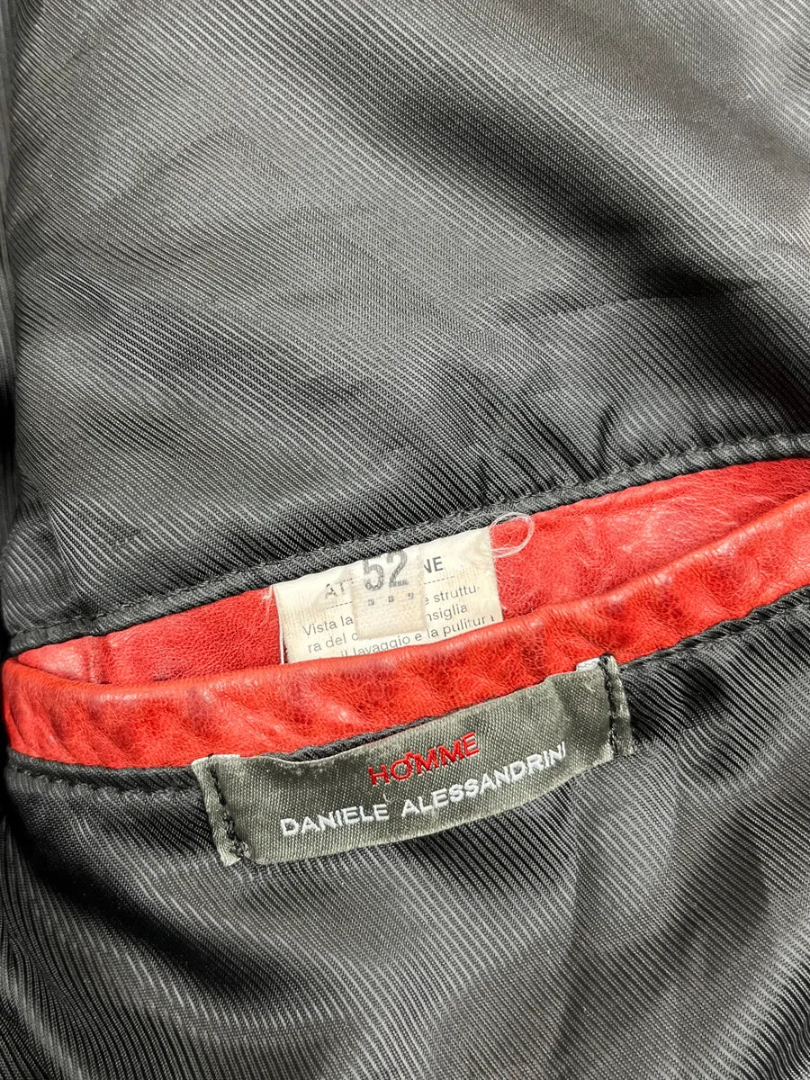 Daniele Alessandrini Red Leather Multi-Pocket Bomber Jacket wyTLlom 9