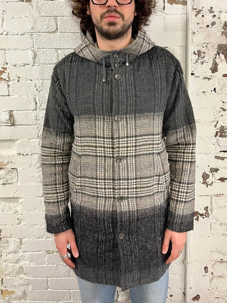 Daniele Alessandrini Tartan Gradient Grey Long Coat vBsEdcP 1