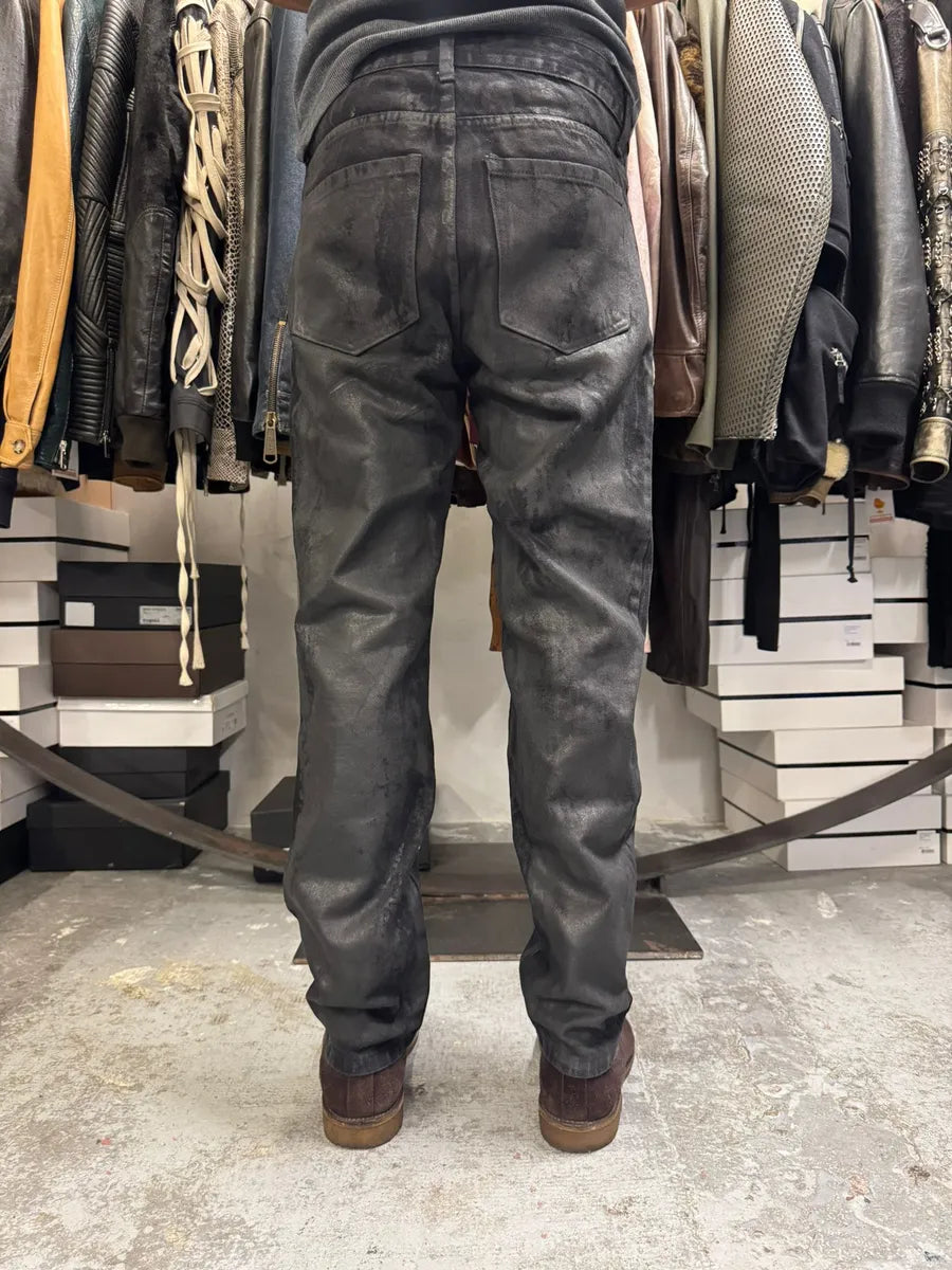 Davide Black Obscure Grey Waxed Denim Jeans ajryqCn 1
