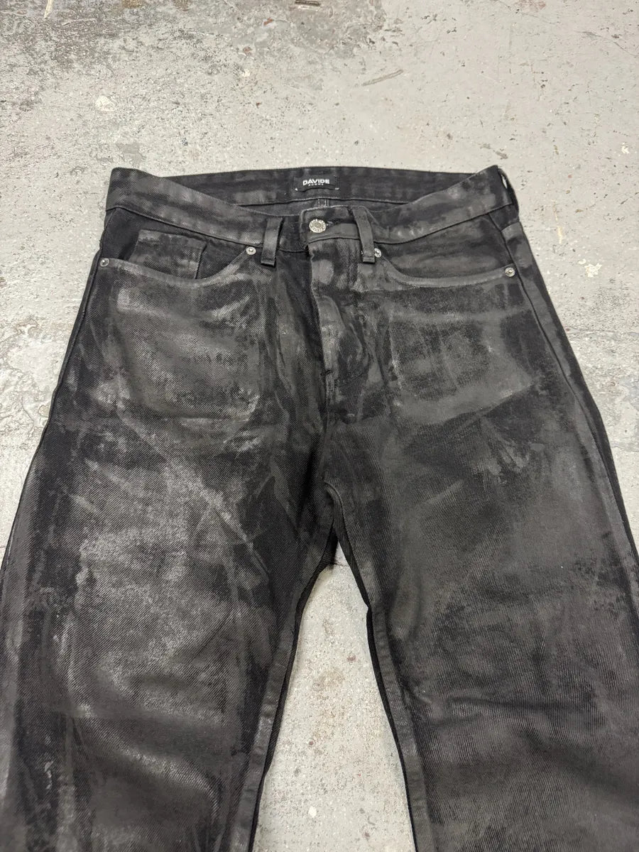 Davide Black Obscure Grey Waxed Denim Jeans ajryqCn 11