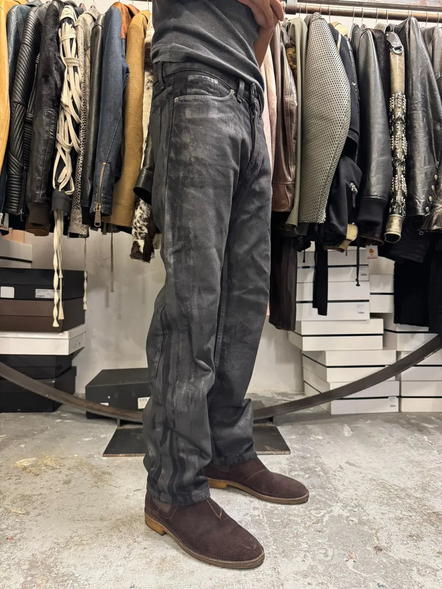 Davide Black Obscure Grey Waxed Denim Jeans ajryqCn 2
