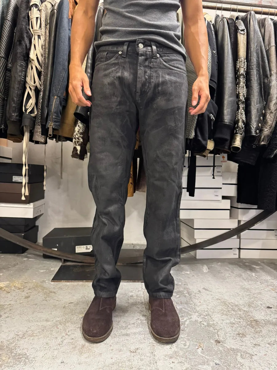 Davide Black Obscure Grey Waxed Denim Jeans ajryqCn 3