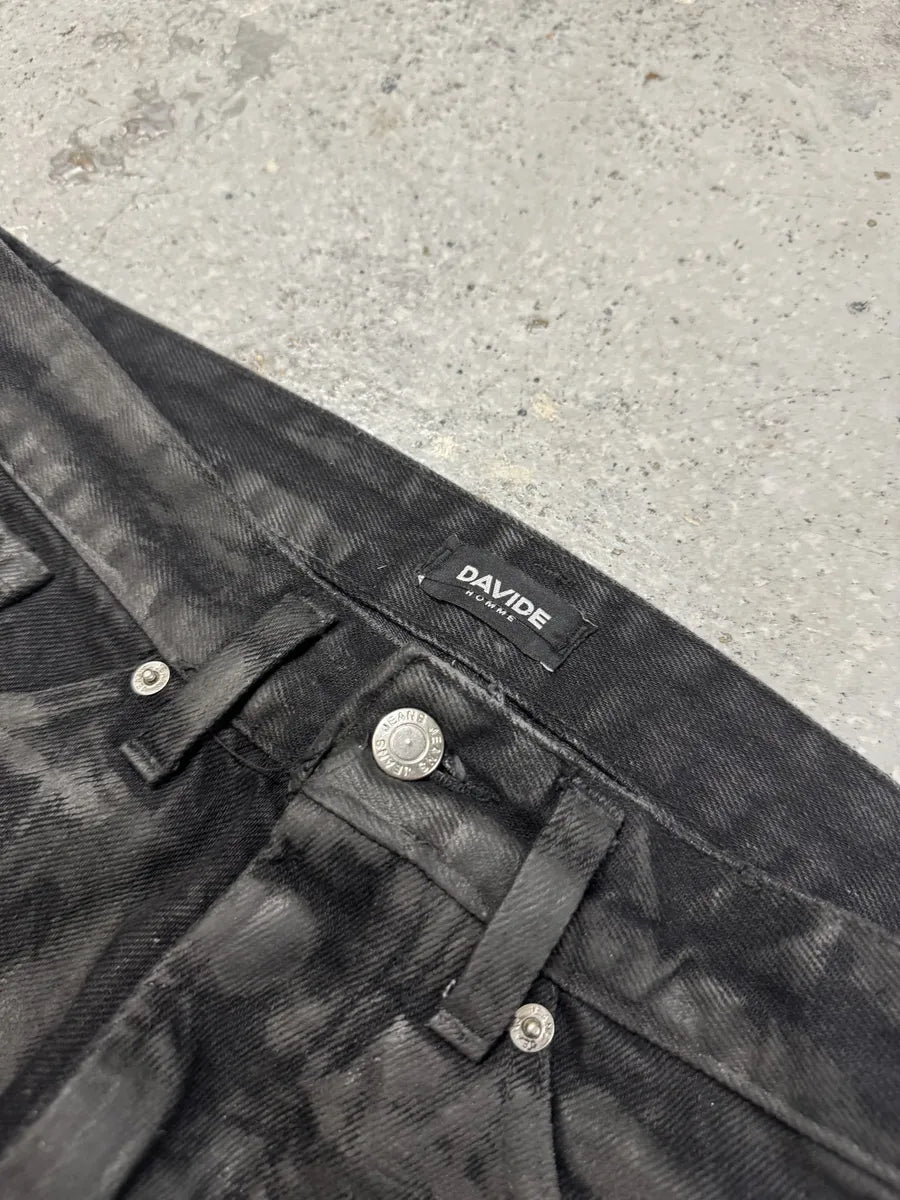 Davide Black Obscure Grey Waxed Denim Jeans ajryqCn 6