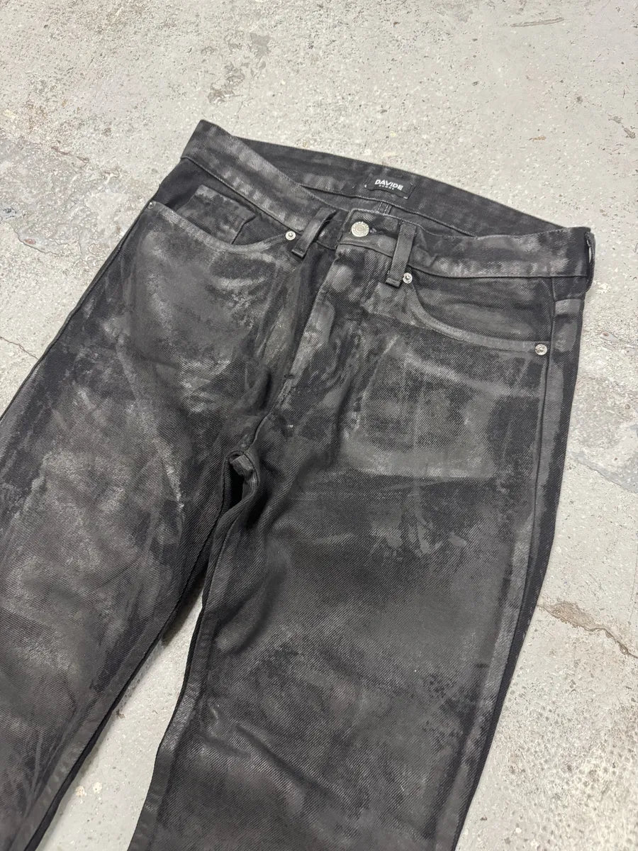 Davide Black Obscure Grey Waxed Denim Jeans ajryqCn 9