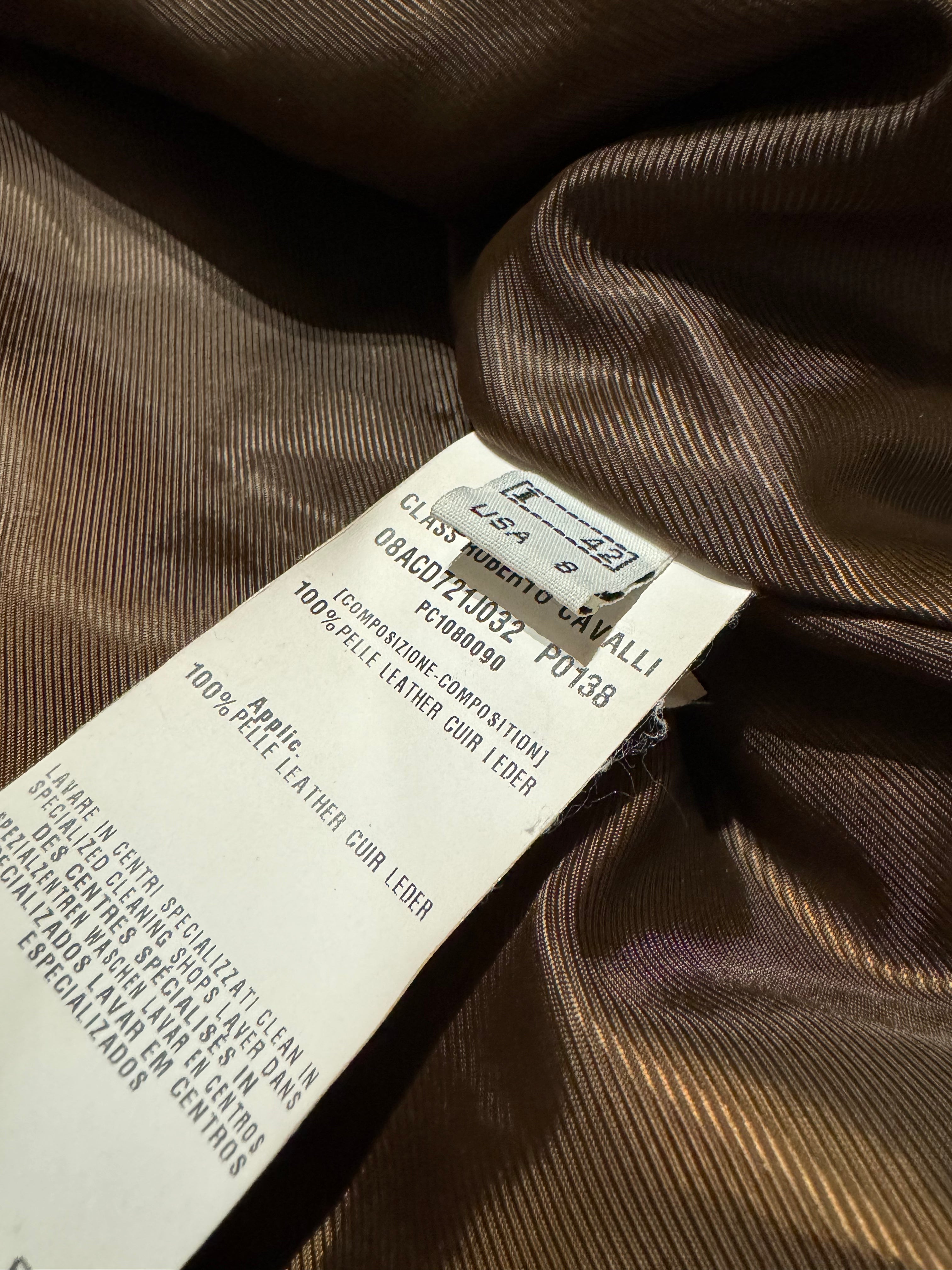 2000s Roberto Cavalli Brown Fur Optimum Leather Jacket  (XS) - 8