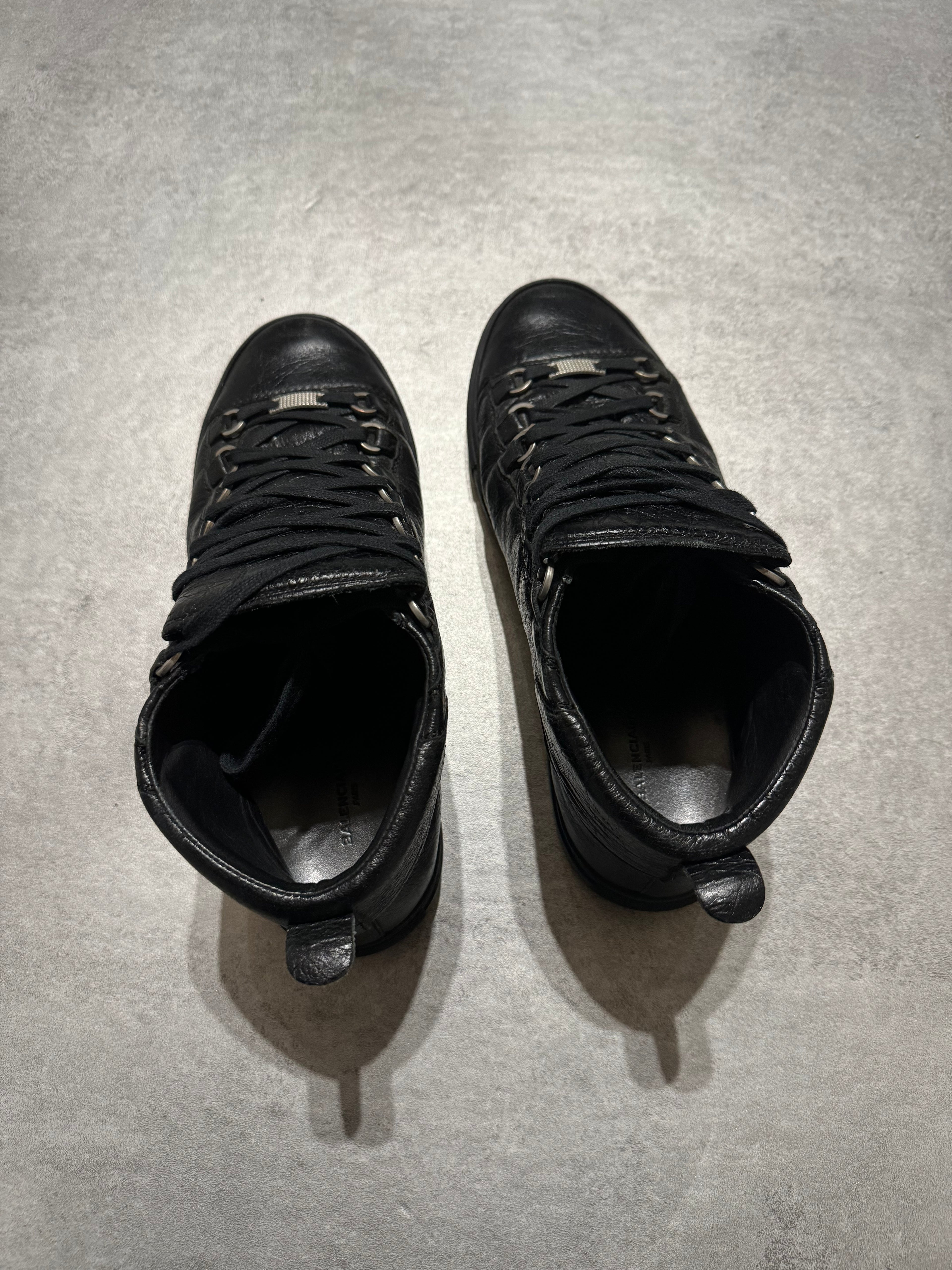 Balenciaga Arena High Black Leather Shoes (41) - 10