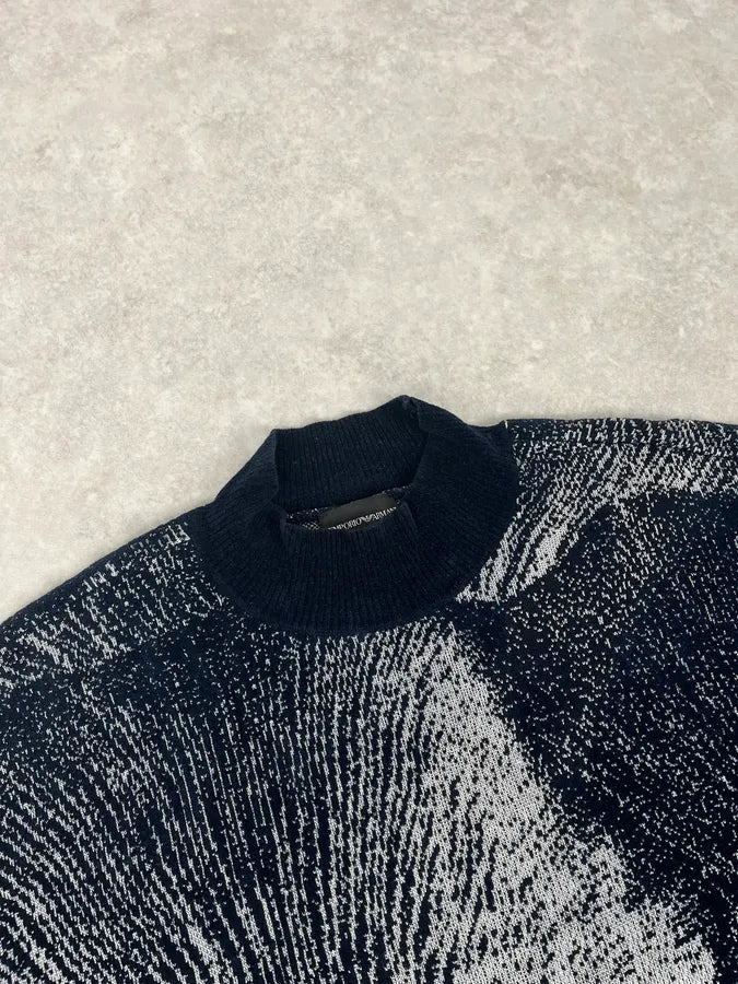 SS2020 Emporio Armani Mountain Landscape High Neck Navy Sweater WkVLTIZ 4