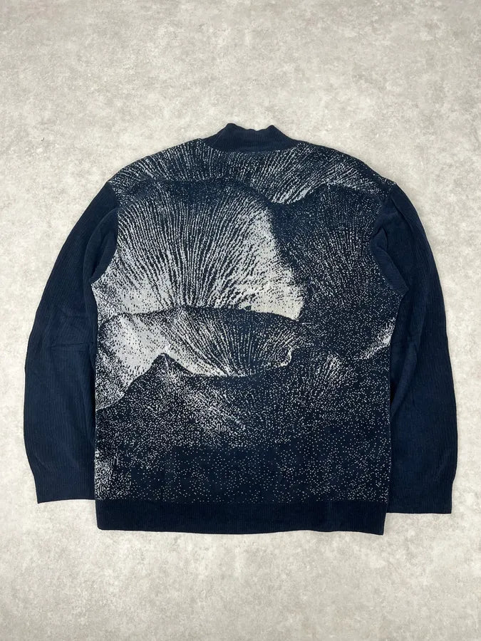 SS2020 Emporio Armani Mountain Landscape High Neck Navy Sweater WkVLTIZ 5