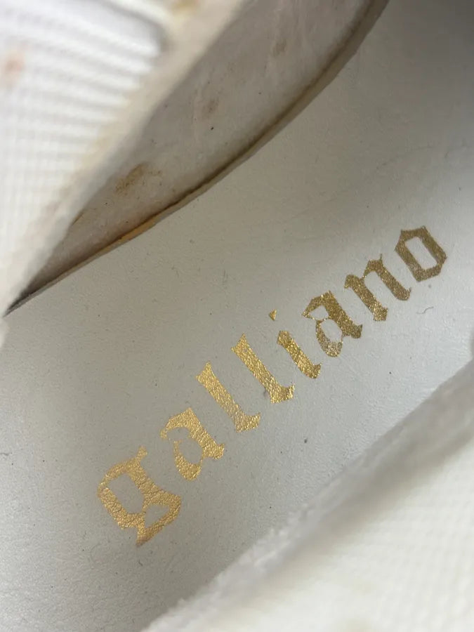 2000s John Galliano White & Black Leather Studded High Sneakers VgihClY 7