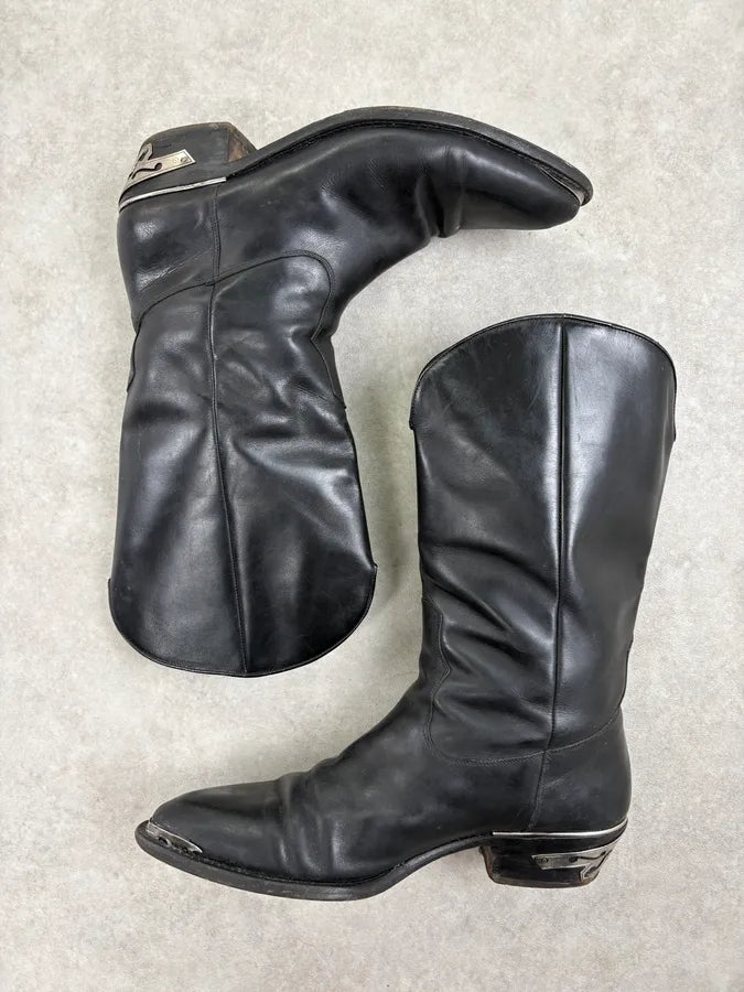 Cesare Paciotti Black Leather Mid-Calf Boots with Steel Heel Plate gZwPyJg 3