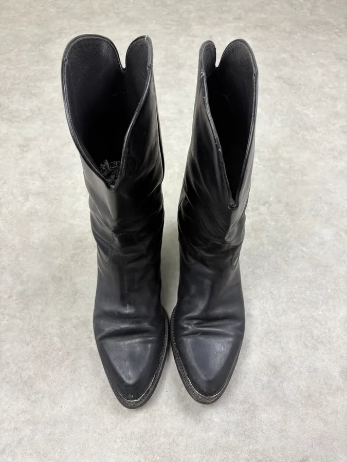 Cesare Paciotti Black Leather Mid-Calf Boots with Steel Heel Plate gZwPyJg 2