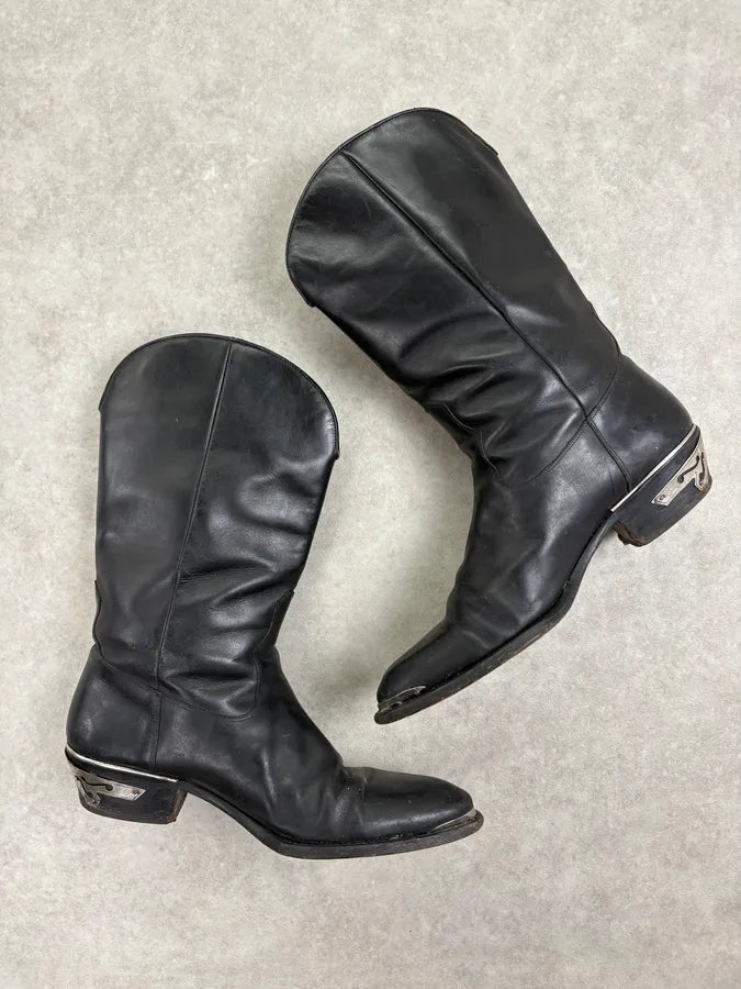 Cesare Paciotti Black Leather Mid-Calf Boots with Steel Heel Plate gZwPyJg 4