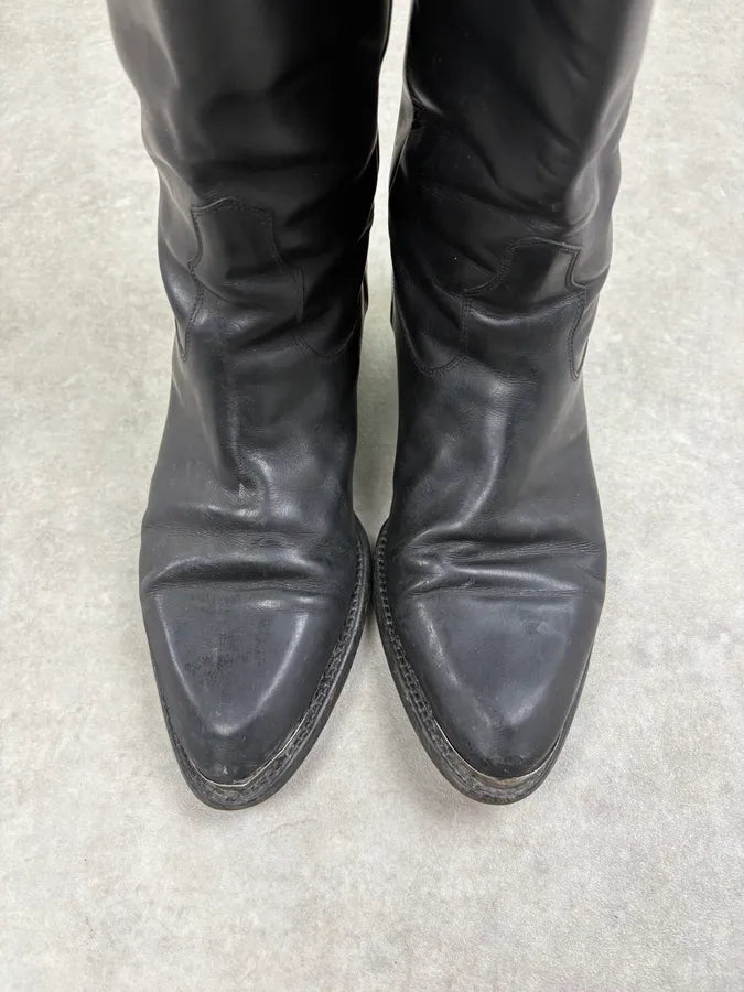 Cesare Paciotti Black Leather Mid-Calf Boots with Steel Heel Plate gZwPyJg 1