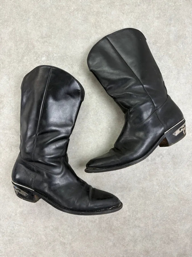 Cesare Paciotti Black Leather Mid-Calf Boots with Steel Heel Plate gZwPyJg 5