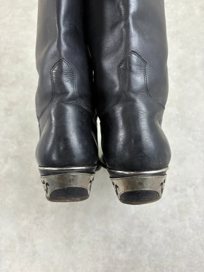 Cesare Paciotti Black Leather Mid-Calf Boots with Steel Heel Plate gZwPyJg 6