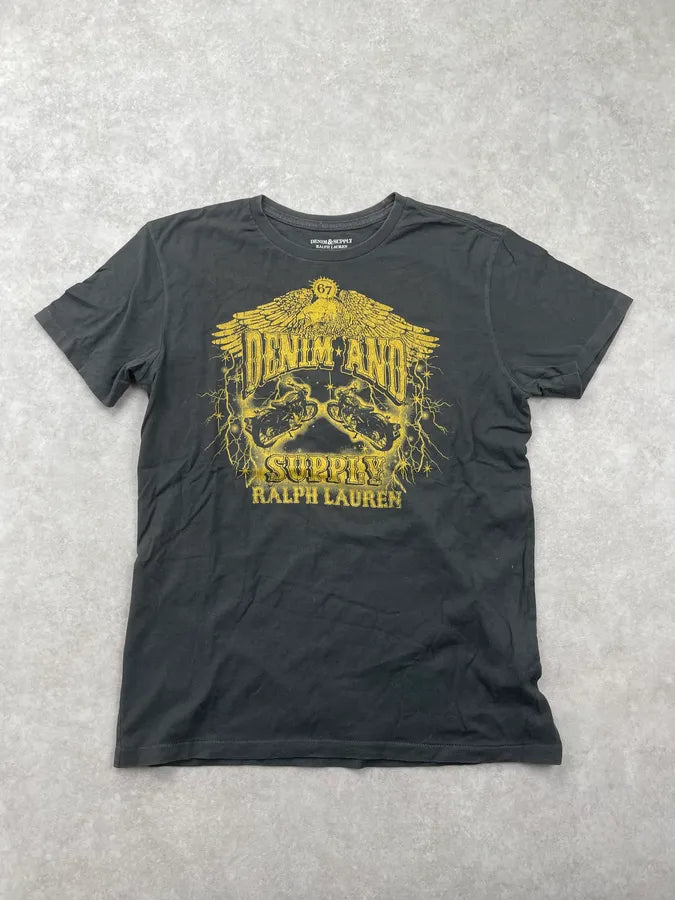 2010s Ralph Lauren Yellow Black Biker Graphic T-Shirt VhtJnsp 2