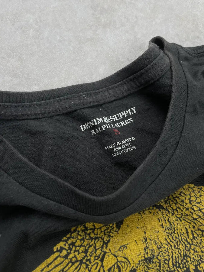 2010s Ralph Lauren Yellow Black Biker Graphic T-Shirt VhtJnsp 5