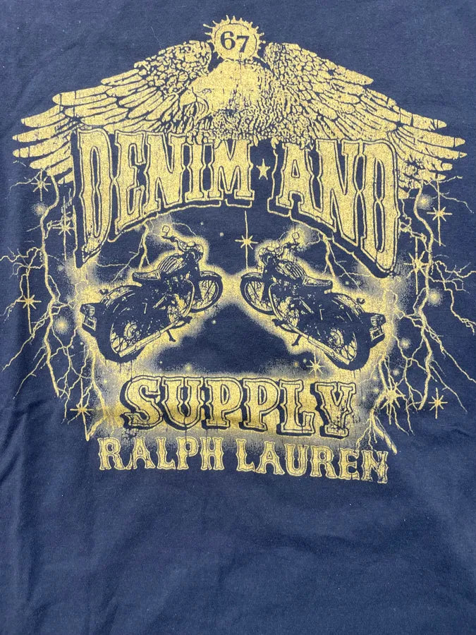 2010s Ralph Lauren Yellow Black Biker Graphic T-Shirt VhtJnsp 4