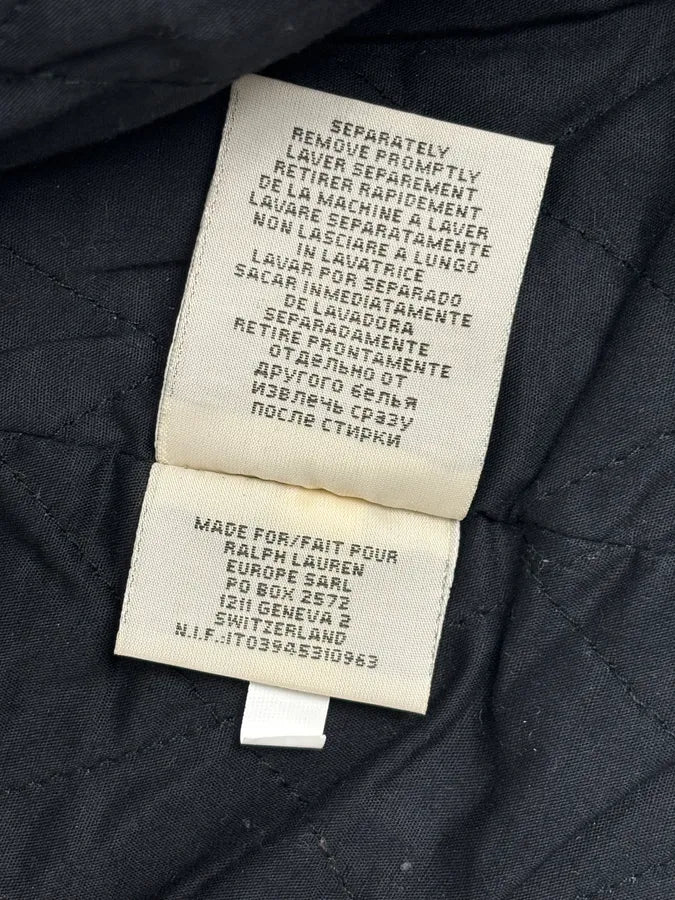 AW2015 Ralph Lauren Black Officer Waxed Double-Breasted Coat ZEgUFtb 9