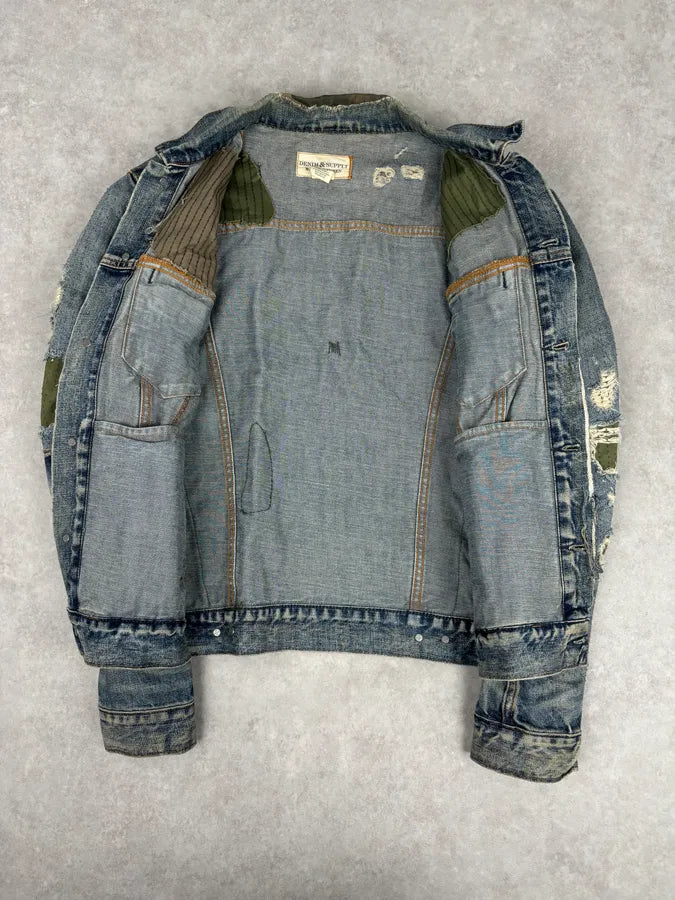 2010s Ralph Lauren Blue Camo Distressed Denim Jacket kIHEVDb 6