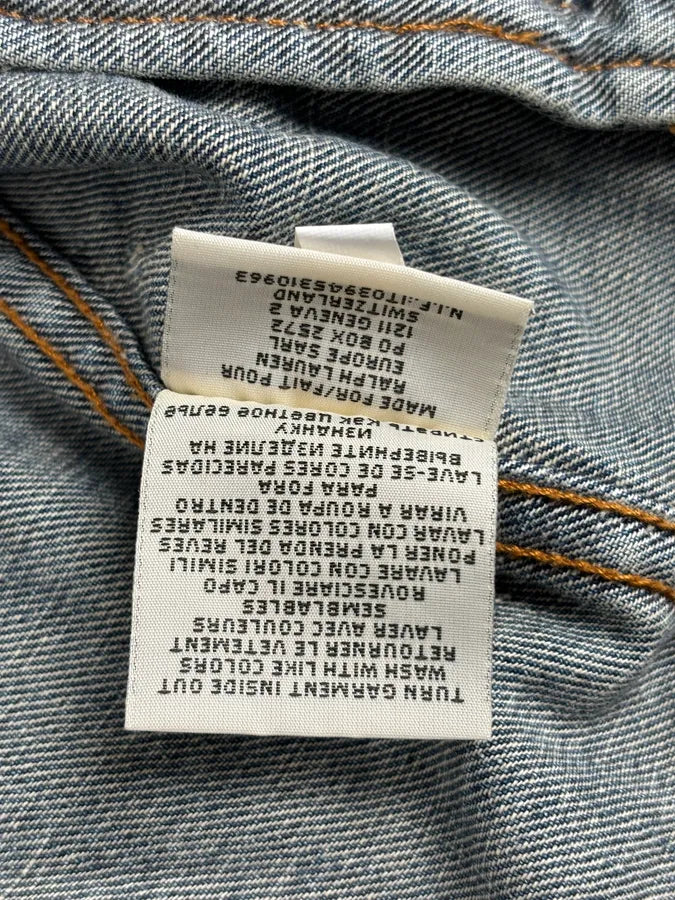 2010s Ralph Lauren Blue Camo Distressed Denim Jacket kIHEVDb 9