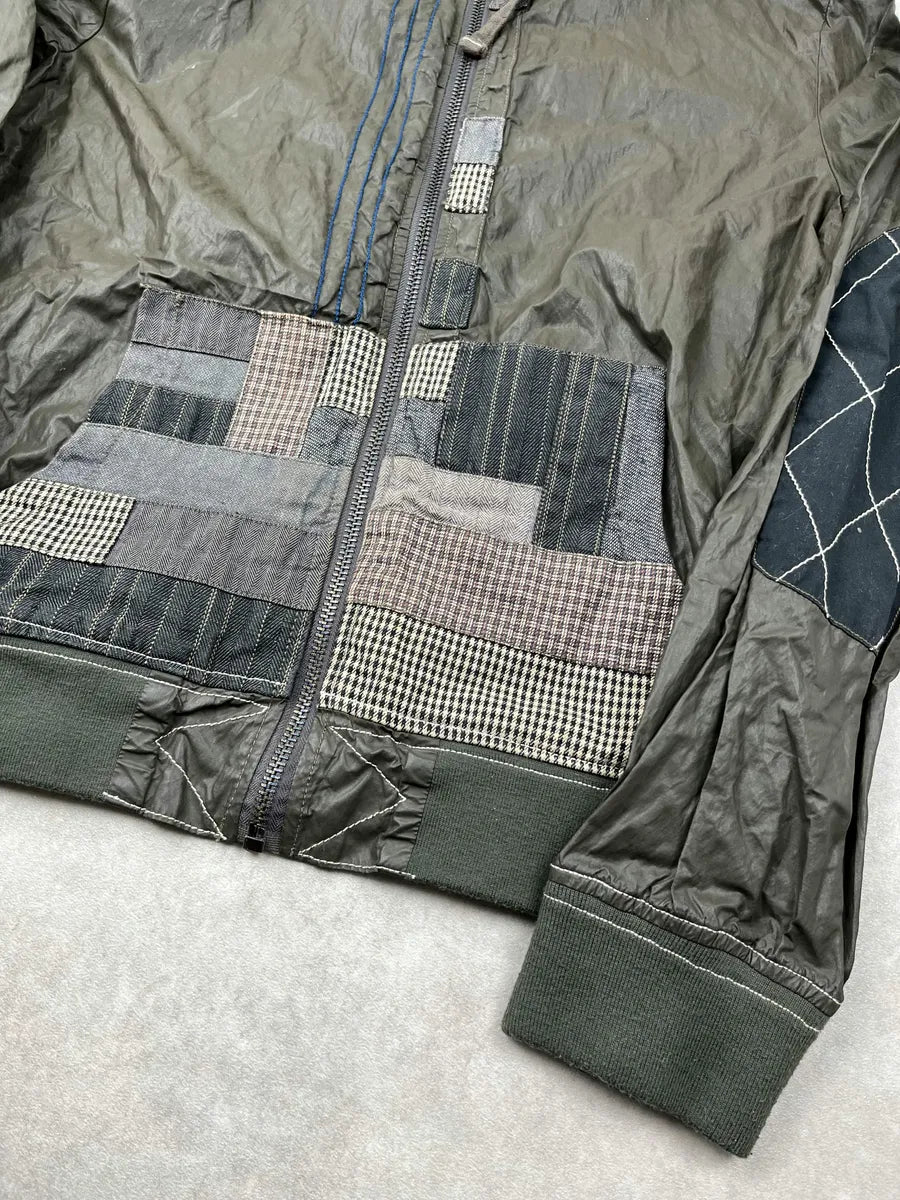 Desigual Olive Nylon Patchwork Hooded Windbreaker Jacket zUWNlHF 6