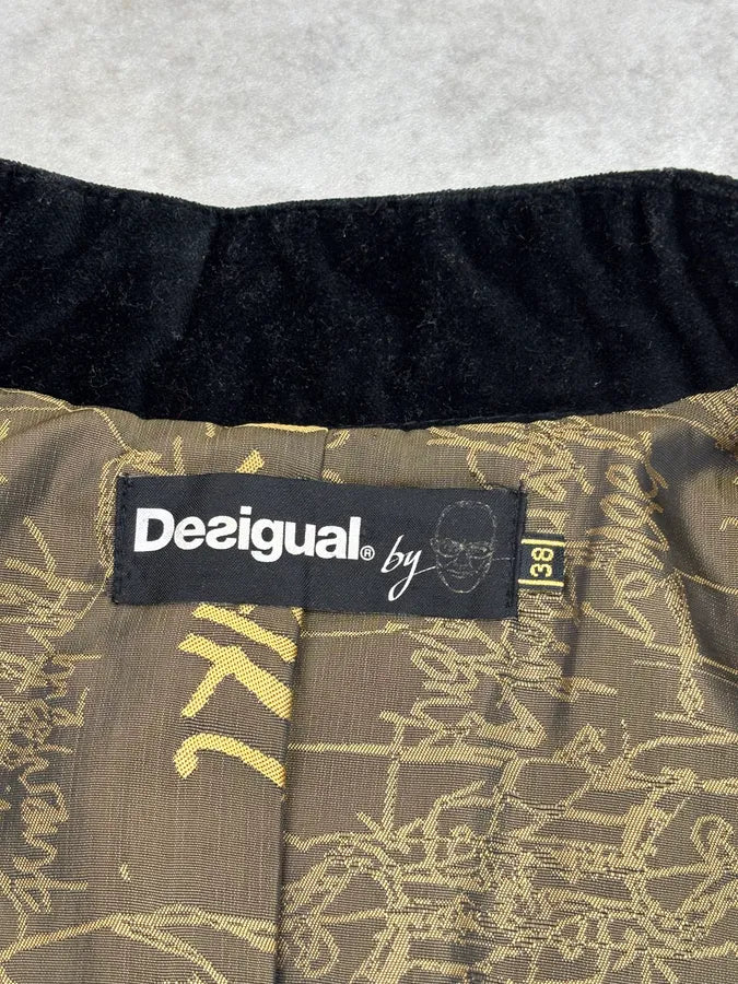 AW2011 Desigual by Christian Lacroix Black Velvet Embroidered Floral Jacket WGsZkgS 10