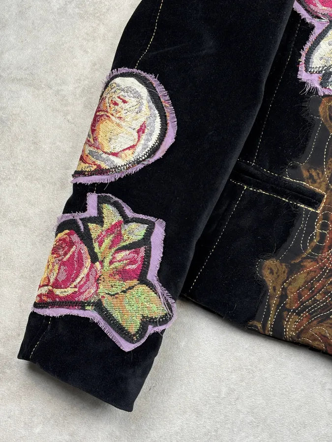 AW2011 Desigual by Christian Lacroix Black Velvet Embroidered Floral Jacket WGsZkgS 9
