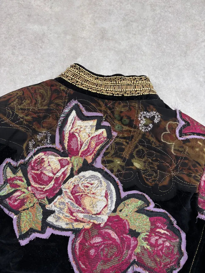 AW2011 Desigual by Christian Lacroix Black Velvet Embroidered Floral Jacket WGsZkgS 6
