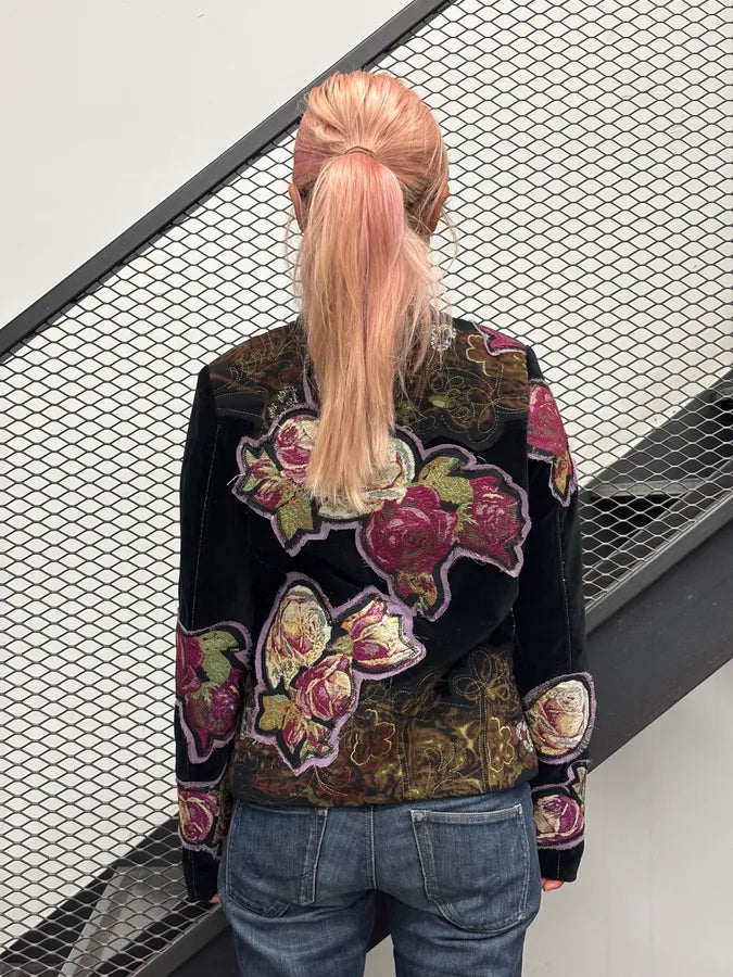AW2011 Desigual by Christian Lacroix Black Velvet Embroidered Floral Jacket WGsZkgS 3