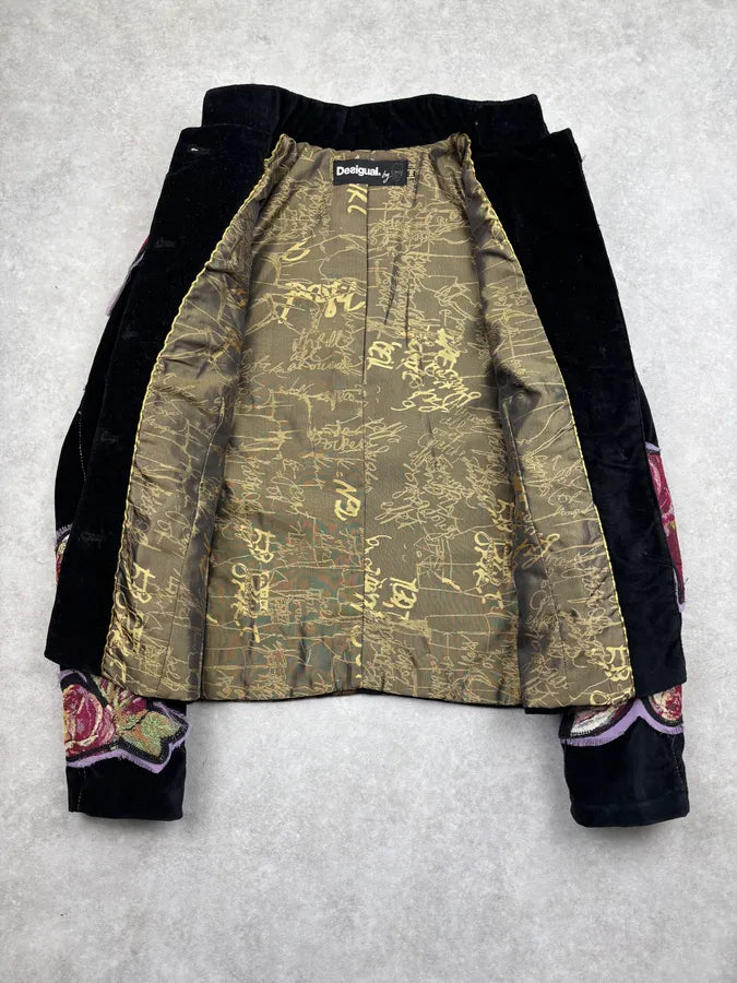 AW2011 Desigual by Christian Lacroix Black Velvet Embroidered Floral Jacket WGsZkgS 7