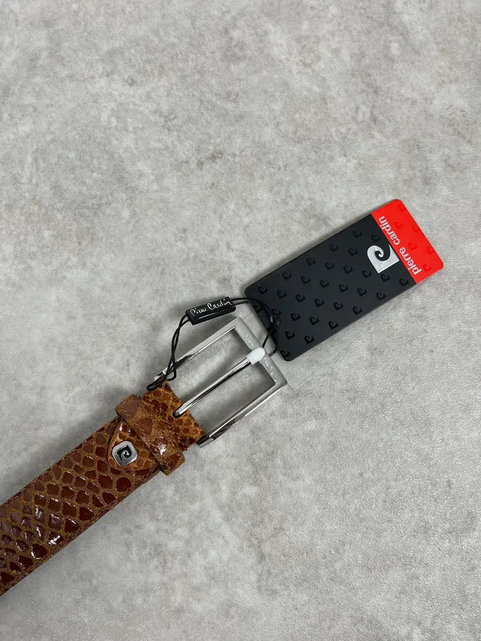 Pierre Cardin Python Brown Leather Belt DYmSrTX 3