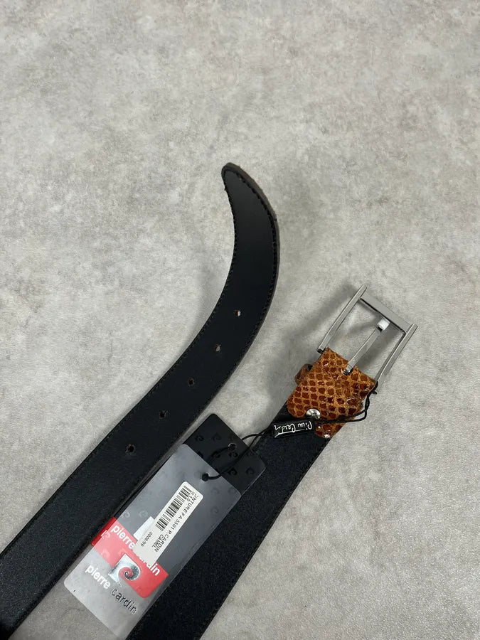 Pierre Cardin Python Brown Leather Belt DYmSrTX 5