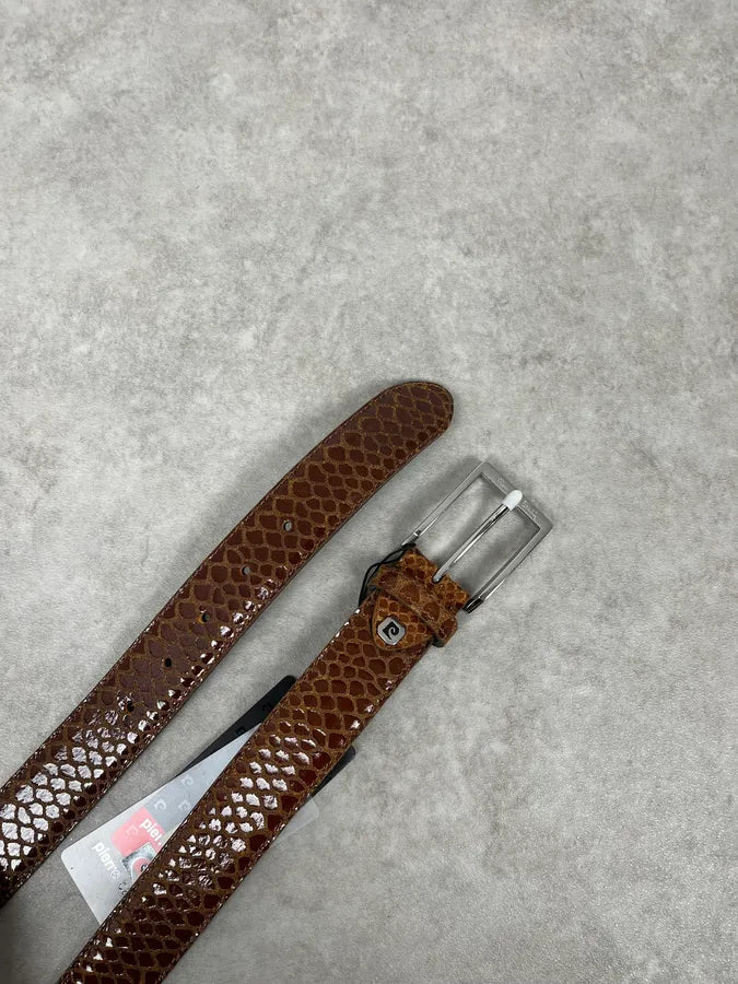 Pierre Cardin Python Brown Leather Belt DYmSrTX 4