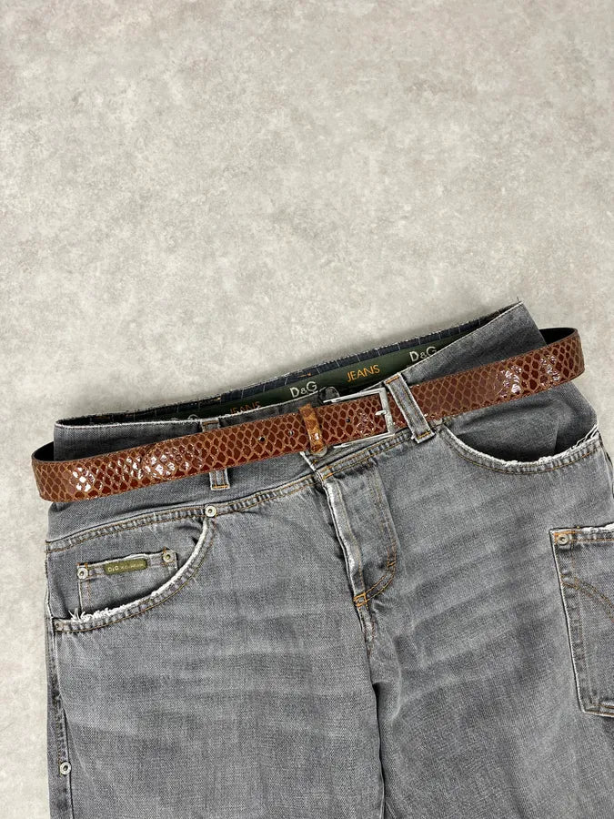 Pierre Cardin Python Brown Leather Belt DYmSrTX 0