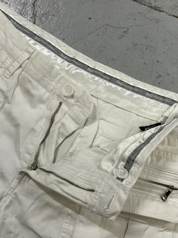 SS2003 Dolce & Gabbana White Creamy Cargo Shorts heLavxZ 9