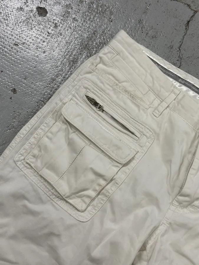 SS2003 Dolce & Gabbana White Creamy Cargo Shorts heLavxZ 8