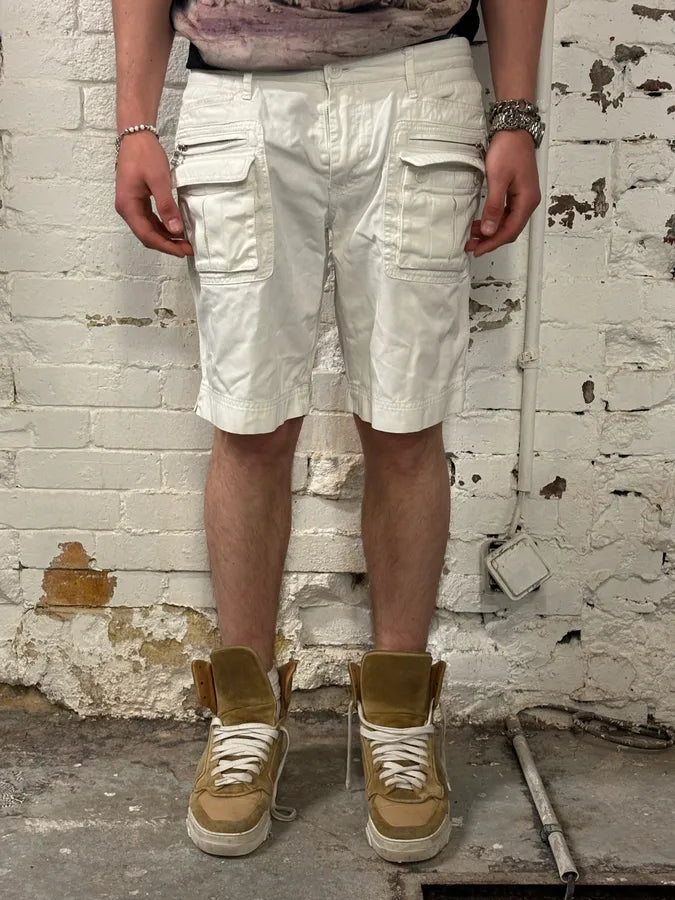SS2003 Dolce & Gabbana White Creamy Cargo Shorts heLavxZ 0