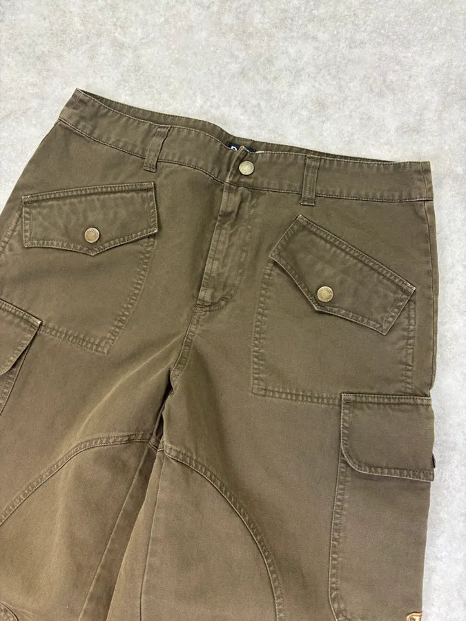 SS2003 Dolce & Gabbana Olive Green Military Cargo Pants vQkfEGC 4