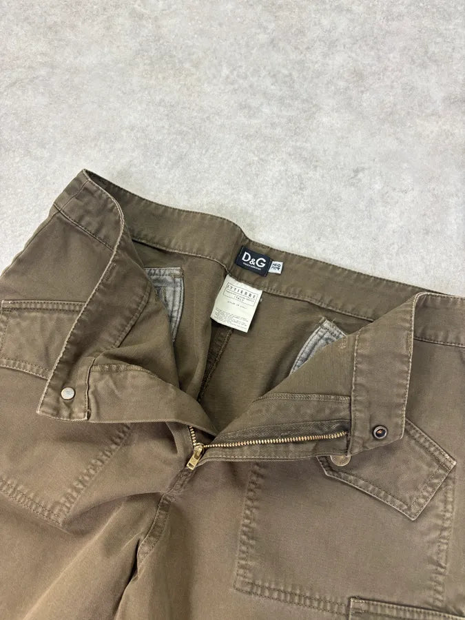 SS2003 Dolce & Gabbana Olive Green Military Cargo Pants vQkfEGC 8