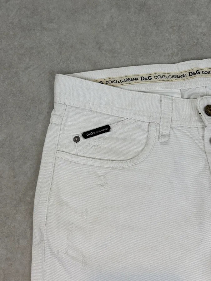 SS2004 Dolce & Gabbana Distressed White Denim Jeans GJYzktm 11