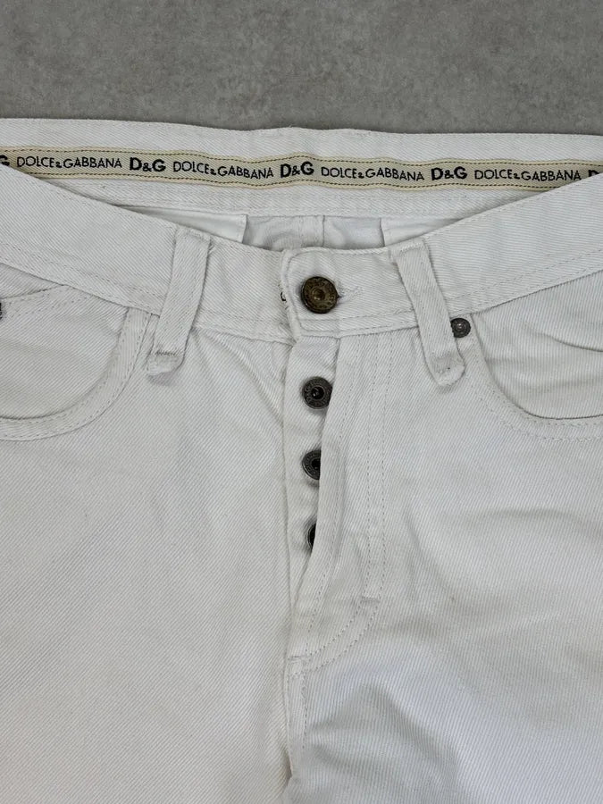 SS2004 Dolce & Gabbana Distressed White Denim Jeans GJYzktm 9