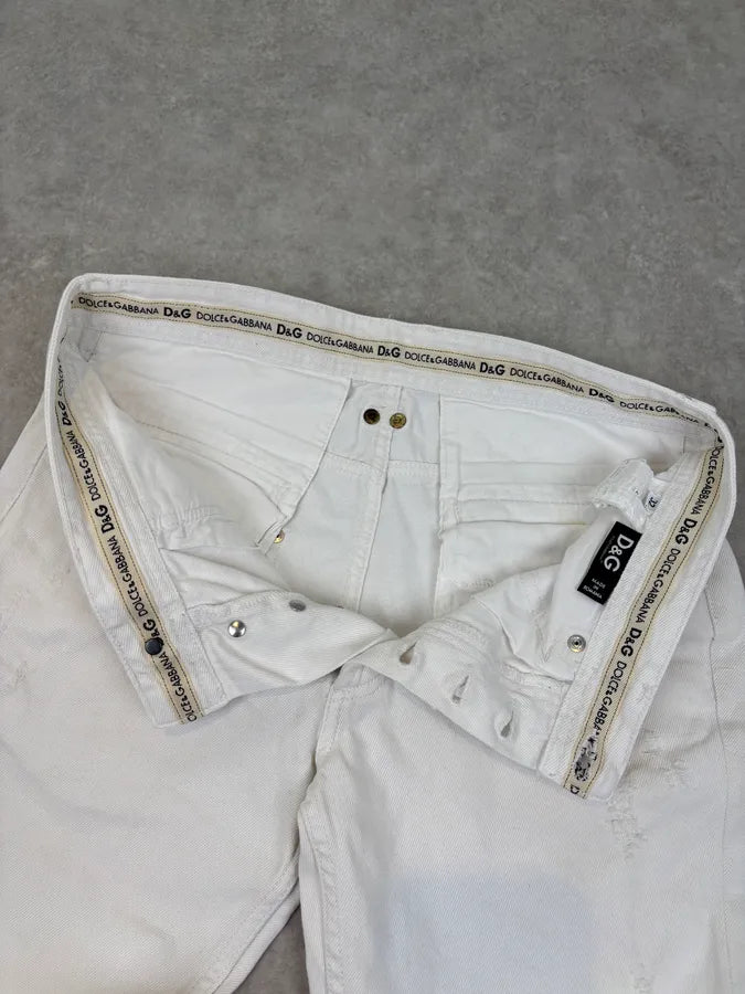 SS2004 Dolce & Gabbana Distressed White Denim Jeans GJYzktm 10