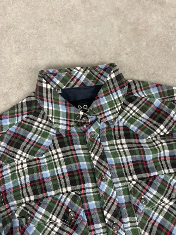 AW2008 Dolce & Gabbana Green Tartan Checkered Western Shirt  UXUwsdP 4
