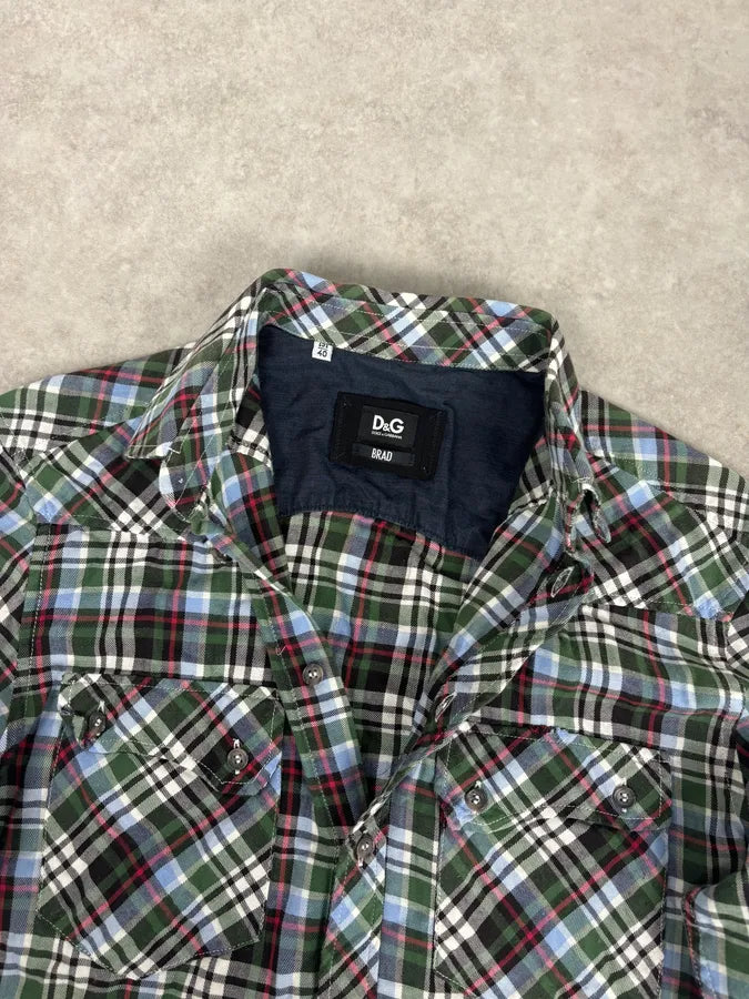 AW2008 Dolce & Gabbana Green Tartan Checkered Western Shirt  UXUwsdP 8