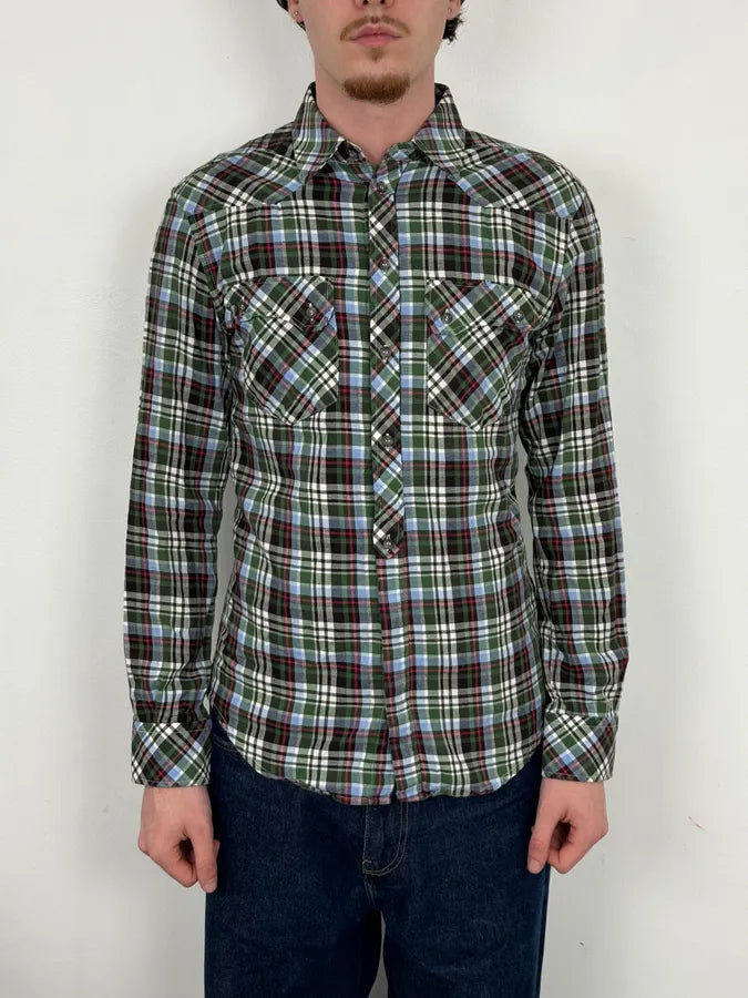 AW2008 Dolce & Gabbana Green Tartan Checkered Western Shirt  UXUwsdP 2