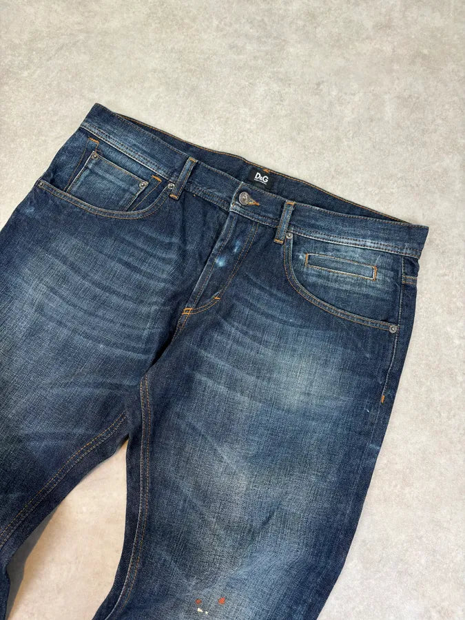 AW2006 Dolce & Gabbana Loose Navy Faded Denim Jeans VQKkSgR 4