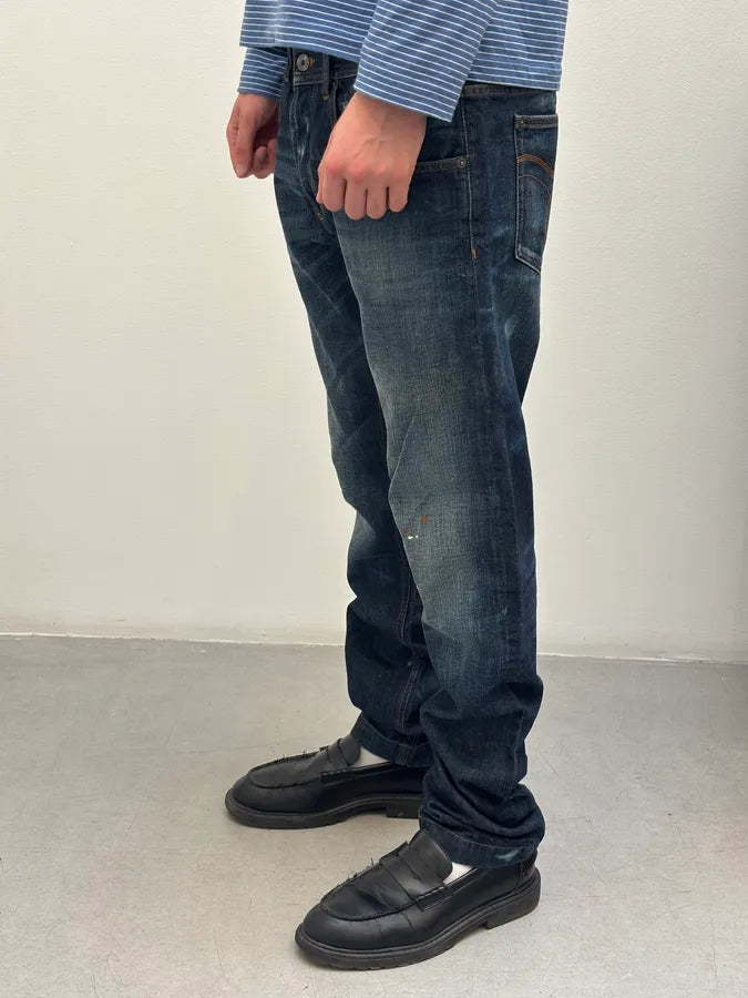 AW2006 Dolce & Gabbana Loose Navy Faded Denim Jeans VQKkSgR 2
