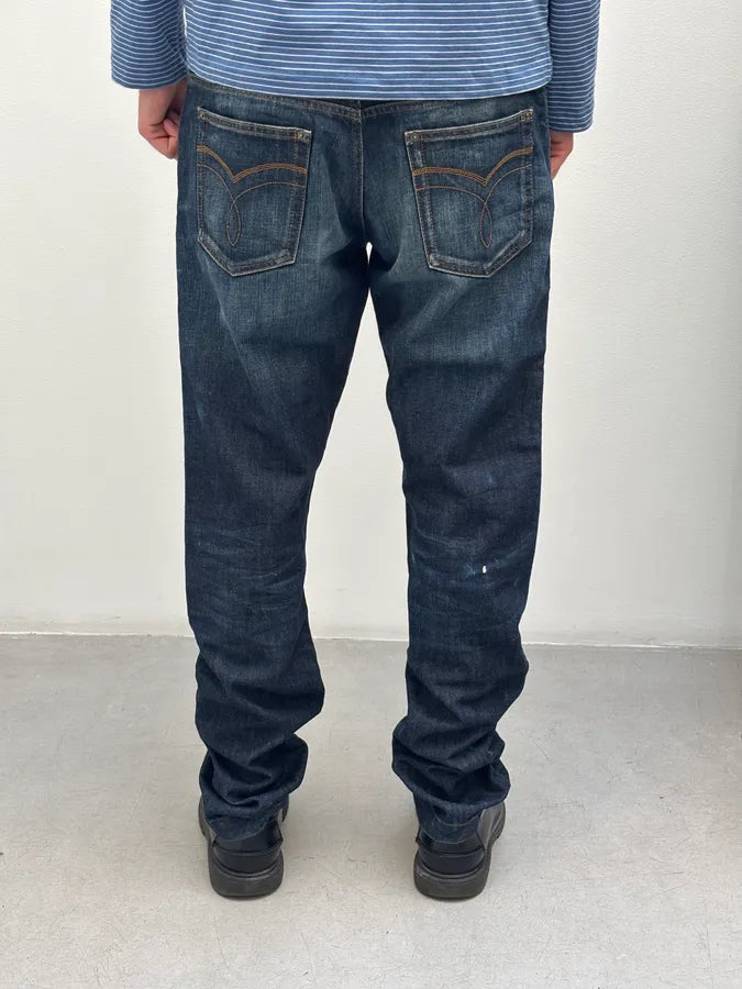 AW2006 Dolce & Gabbana Loose Navy Faded Denim Jeans VQKkSgR 3