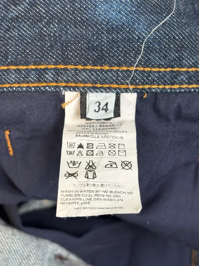 AW2006 Dolce & Gabbana Loose Navy Faded Denim Jeans VQKkSgR 12